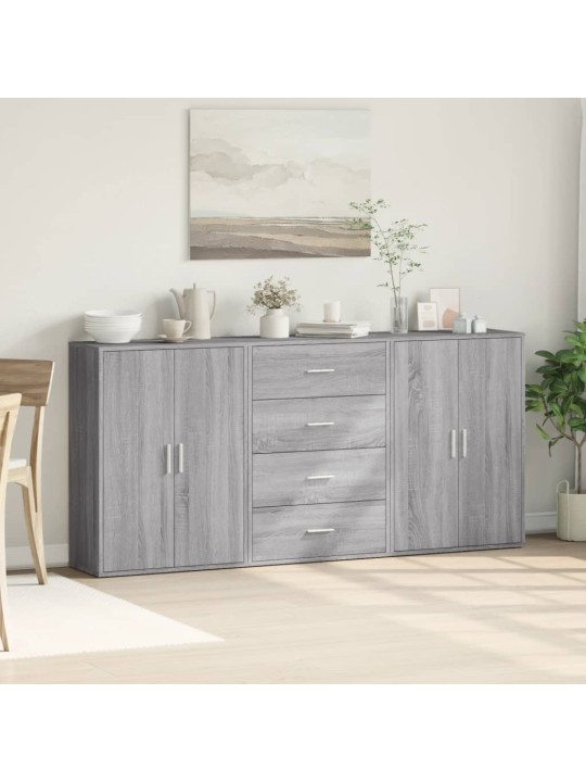 Puhvetkapid 3 tk, hall sonoma tamm, 60 x 31 x 84 cm, tehispuit