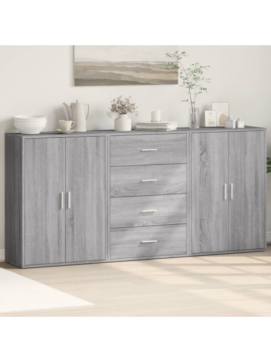 Puhvetkapid 3 tk, hall sonoma tamm, 60 x 31 x 84 cm, tehispuit