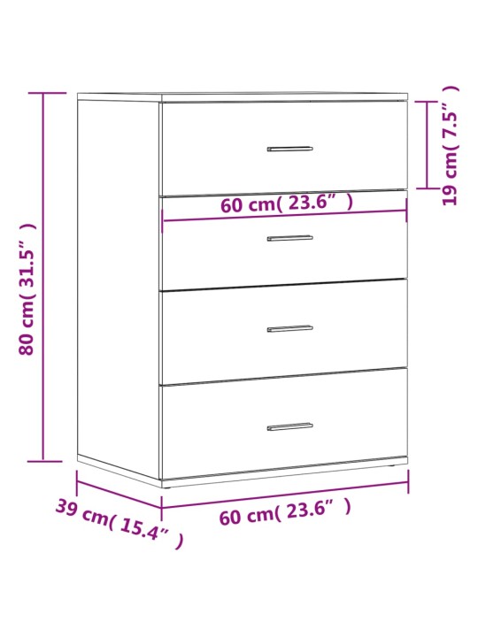 Puhvetkapid 2 tk, pruun tamm, 60 x 39 x 80 cm, tehispuit