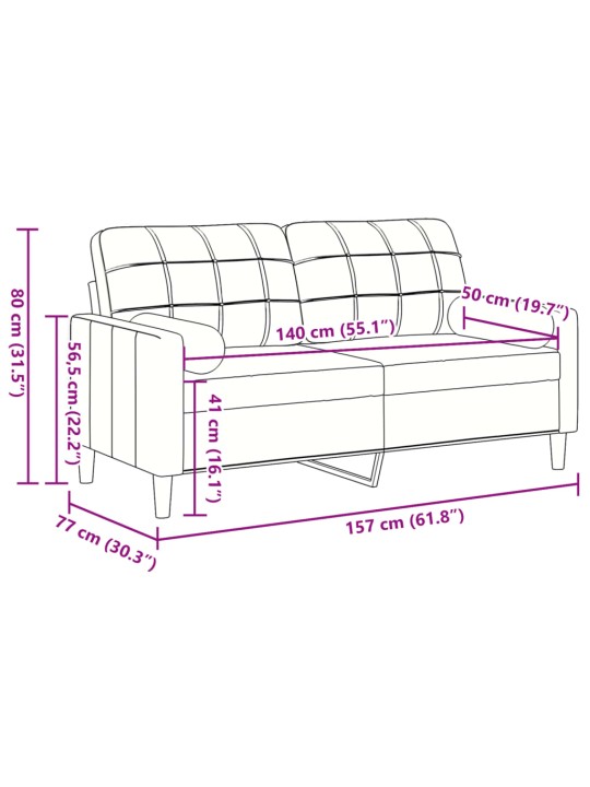 2-kohaline diivan patjadega, helehall, 140 cm, samet