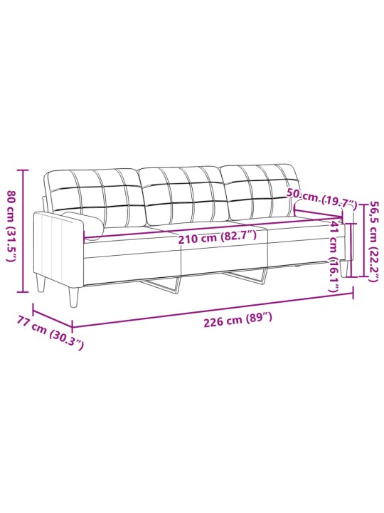 3-KOHALINE DIIVAN DEKORATIIVPATJADEGA, ROOSA, 210 CM, SAMET