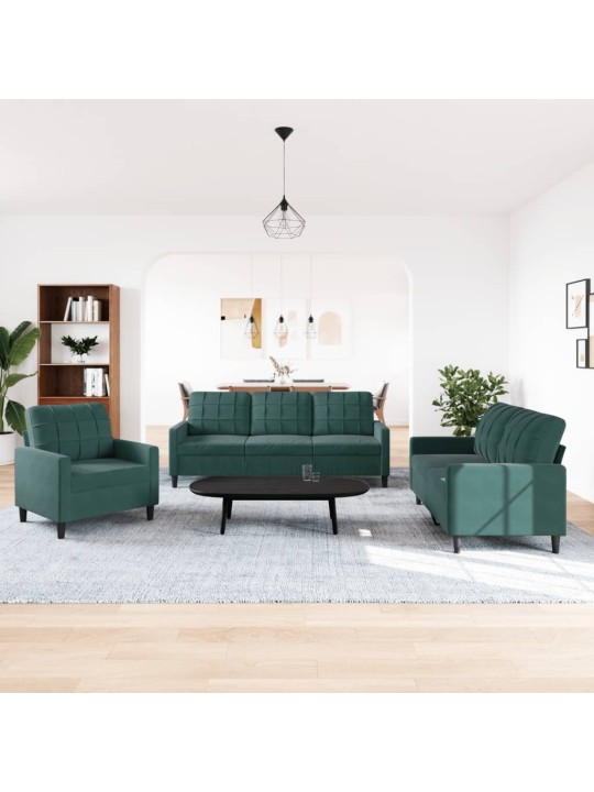 3-OSALINE DIIVANIKOMPLEKT PATJADEGA, TUMEROHELINE, SAMET