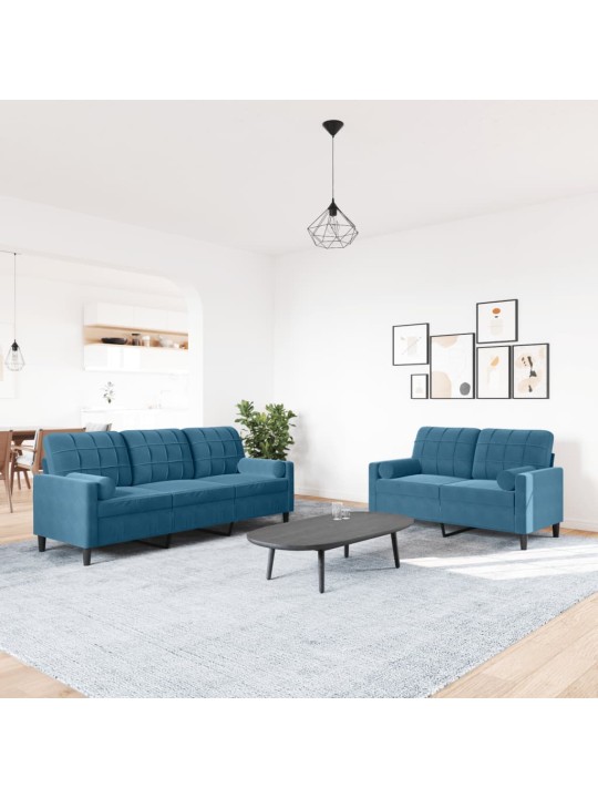 2-OSALINE DIIVANIKOMPLEKT PATJADEGA, SININE, SAMET