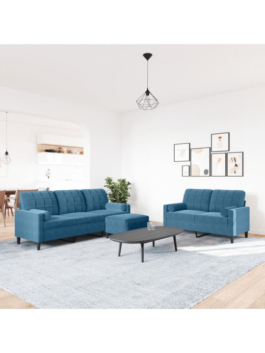 3-OSALINE DIIVANIKOMPLEKT PATJADEGA, SININE, SAMET