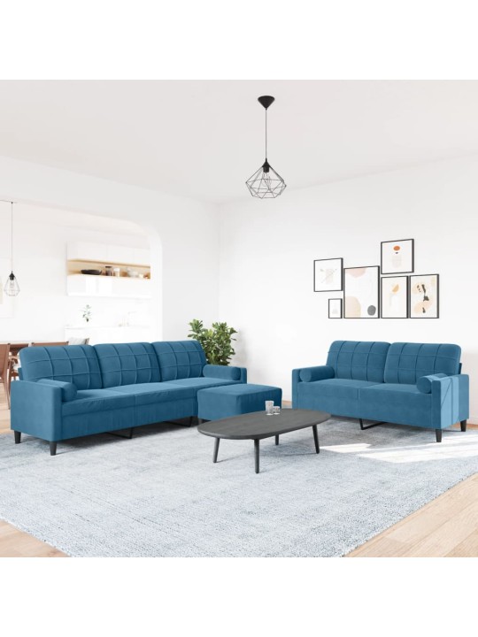 3-OSALINE DIIVANIKOMPLEKT PATJADEGA, SININE, SAMET
