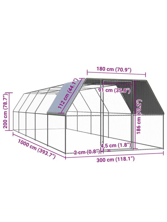 Kanapuur, 3 x 10 x 2 m, tsingitud teras