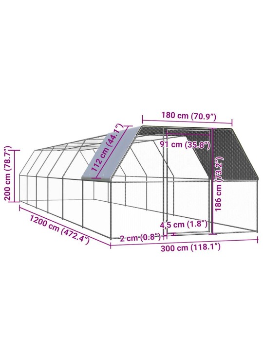 Kanapuur, 3 x 12 x 2 m, tsingitud teras