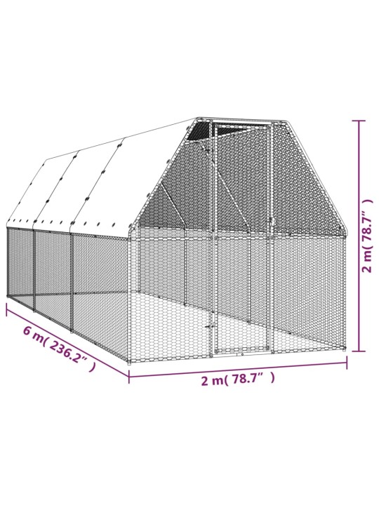 Kanapuur, 2 x 6 x 2 m, tsingitud teras