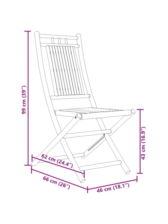 Kokkupandavad aiatoolid 4 tk, 46 x 66 x 99 cm, bambus