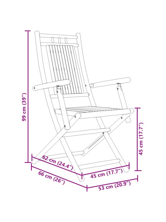 Kokkupandavad aiatoolid 4 tk, 53x66x99 cm, bambus