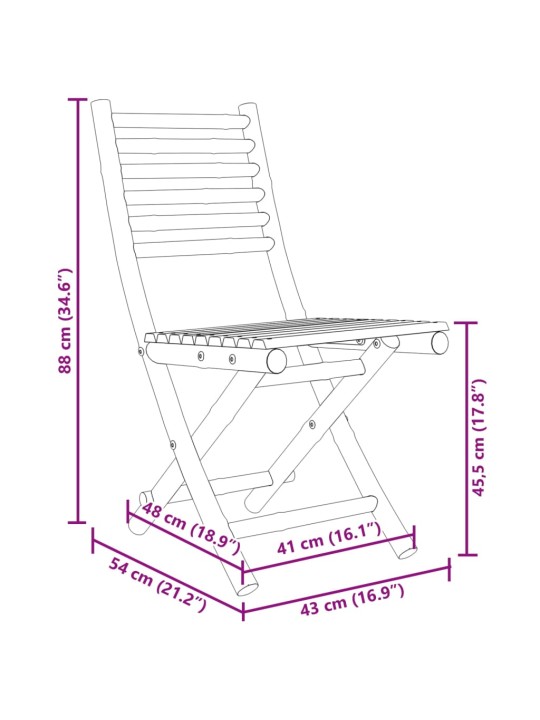 Kokkupandavad aiatoolid 4 tk, 43x54x88 cm, bambus