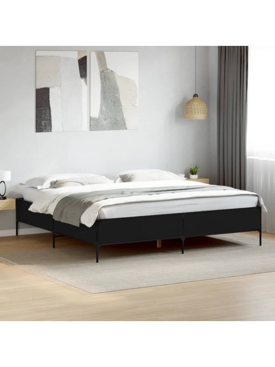 VOODIRAAM, MUST, 200 X 200 CM, TEHISPUIT JA METALL