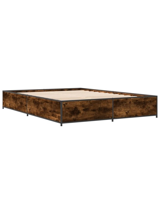 Voodiraam, suitsutatud tamm, 140 x 190 cm, tehispuit ja metall