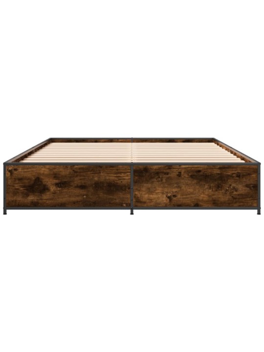 Voodiraam, suitsutatud tamm, 140 x 190 cm, tehispuit ja metall