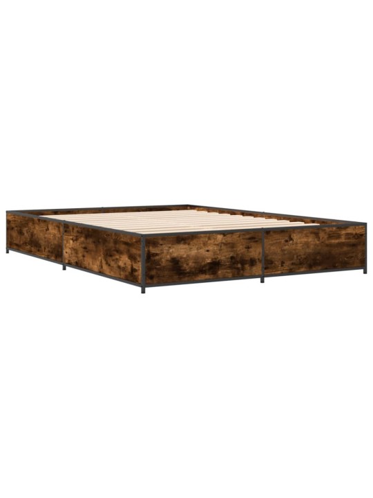 Voodiraam, suitsutatud tamm, 140 x 190 cm, tehispuit ja metall