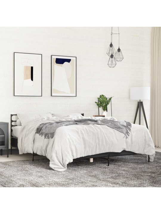 VOODIRAAM, MUST, 150 X 200 CM, TEHISPUIT JA METALL