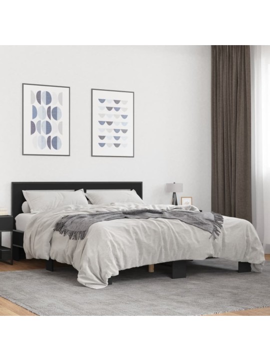 VOODIRAAM, MUST, 160 X 200 CM, TEHISPUIT JA METALL