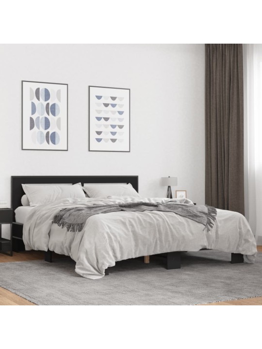 VOODIRAAM, MUST, 150 X 200 CM, TEHISPUIT JA METALL