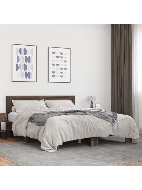 VOODIRAAM, PRUUN TAMM, 150 X 200 CM, TEHISPUIT JA METALL