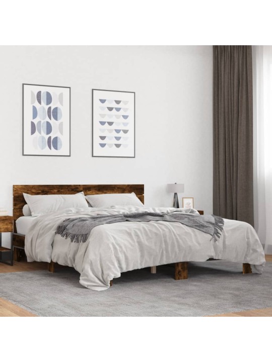 VOODIRAAM, SUITSUTATUD TAMM, 150 X 200 CM, TEHISPUIT JA METALL