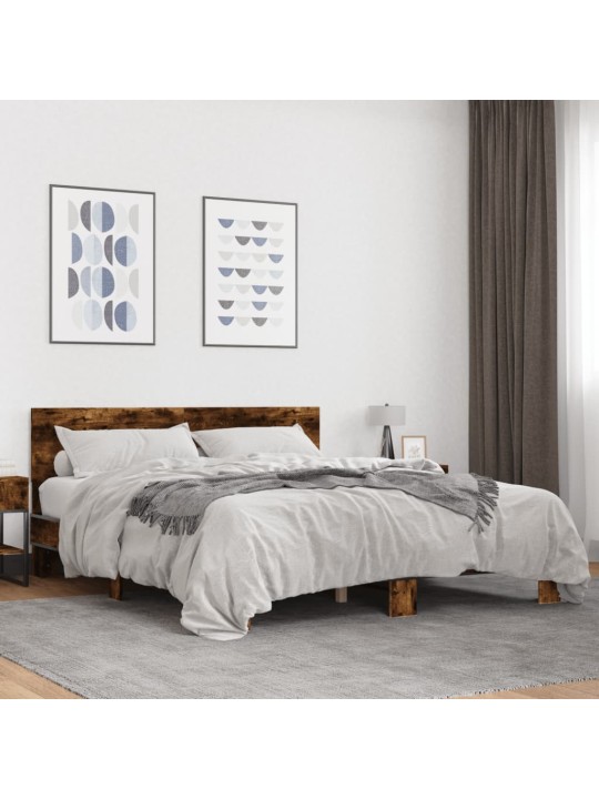 VOODIRAAM, SUITSUTATUD TAMM, 160 X 200 CM, TEHISPUIT JA METALL