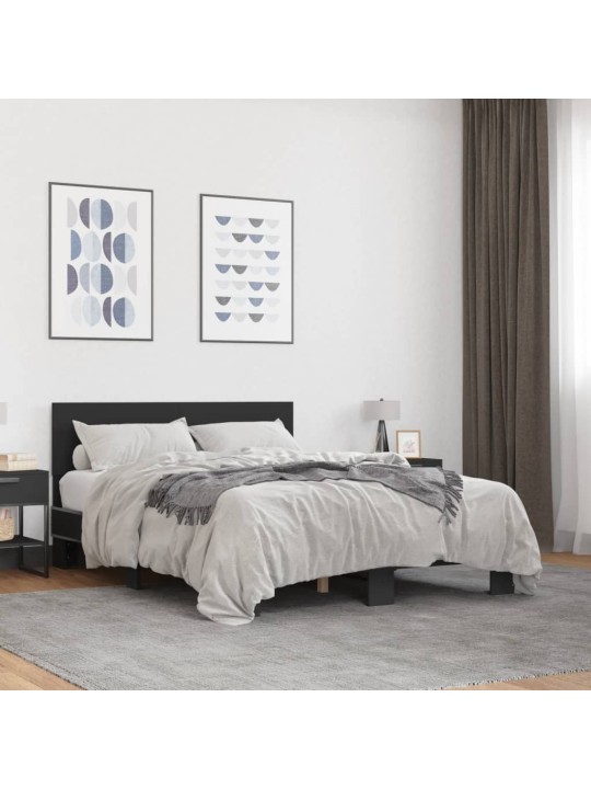 VOODIRAAM, MUST, 135 X 190 CM, TEHISPUIT JA METALL