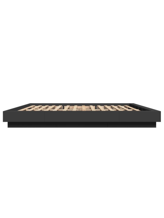 Voodiraam LED-tuledega, must, 180x200 cm, tehispuit
