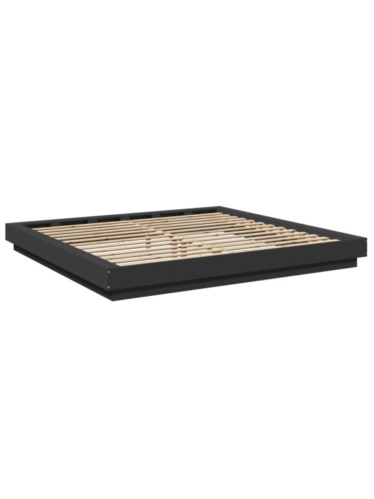 Voodiraam LED-tuledega, must, 180x200 cm, tehispuit
