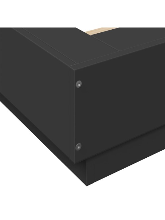 Voodiraam LED-tuledega, must, 180x200 cm, tehispuit