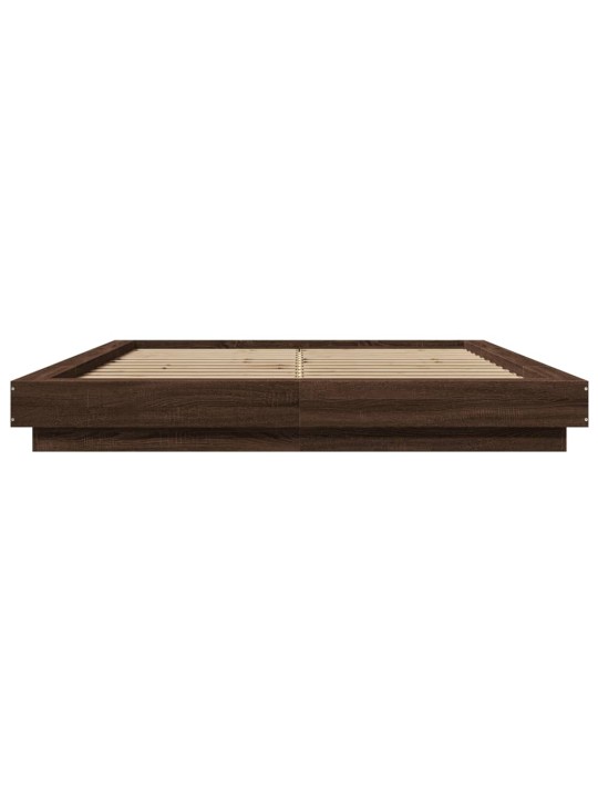 Voodiraam LED-tuledega, pruun tamm, 150 x 200 cm, tehispuit