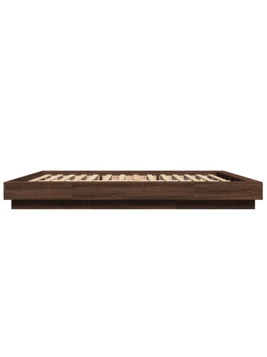 Voodiraam LED-tuledega, pruun tamm, 150 x 200 cm, tehispuit
