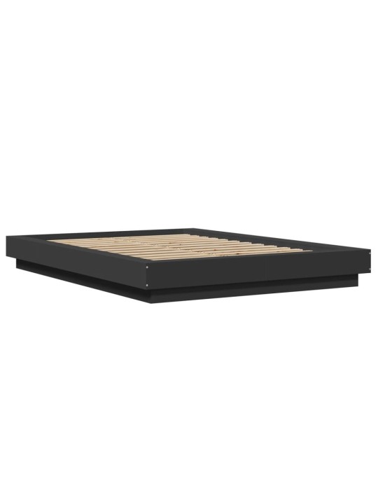 Voodiraam LED-tuledega, must, 135x190 cm, tehispuit