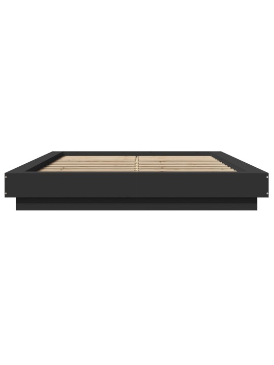 Voodiraam LED-tuledega, must, 135x190 cm, tehispuit
