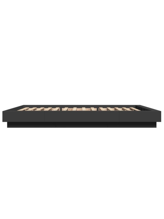 Voodiraam LED-tuledega, must, 135x190 cm, tehispuit