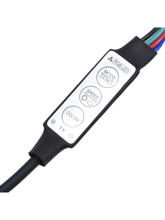 Voodiraam LED-tuledega, must, 135x190 cm, tehispuit
