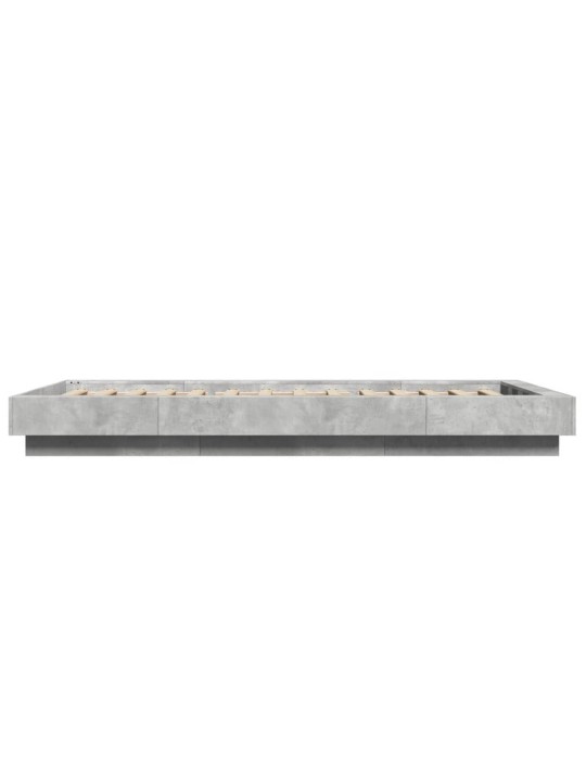 Voodiraam LED-tuledega, betoonhall, 75x190 cm, tehispuit