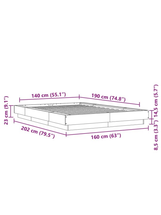 Voodiraam, betoonhall, 40 x 190 cm, tehispuit