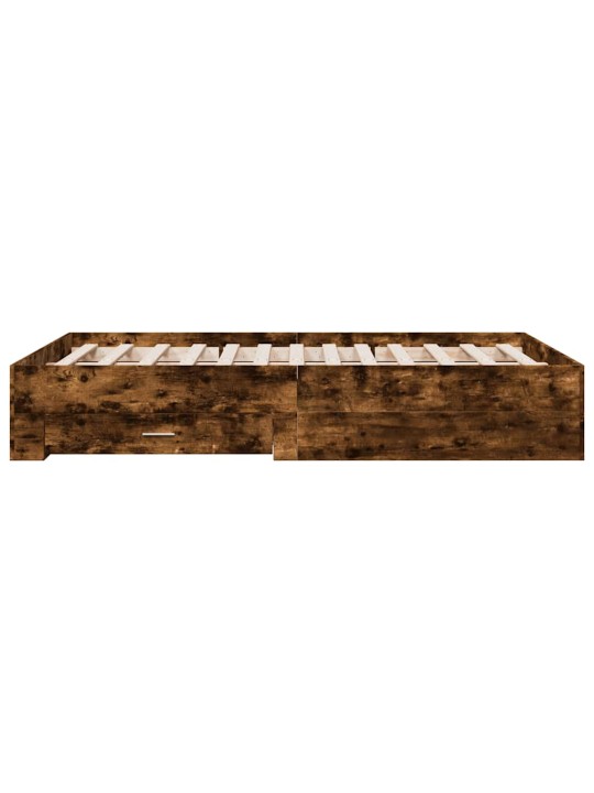 Voodiraam sahtlitega, suitsutatud tamm, 135x190 cm, tehispuit