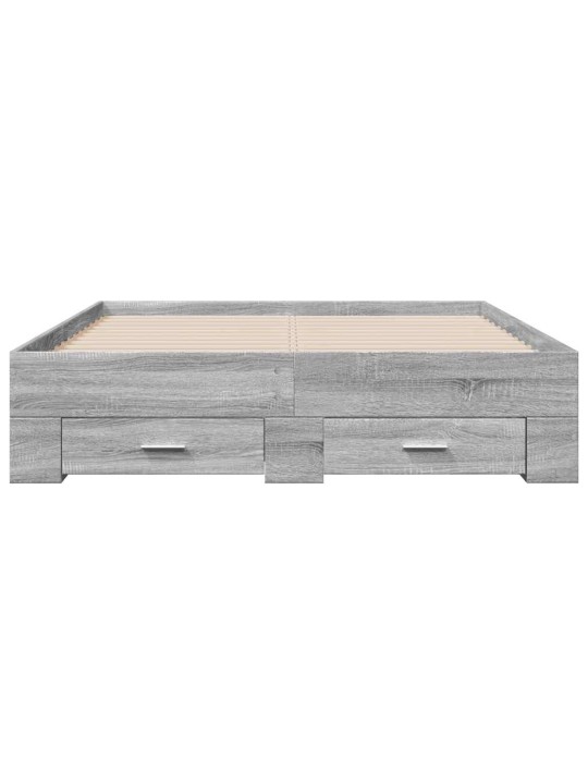 Voodiraam sahtlitega, hall sonoma tamm, 135 x 190 cm, tehispuit