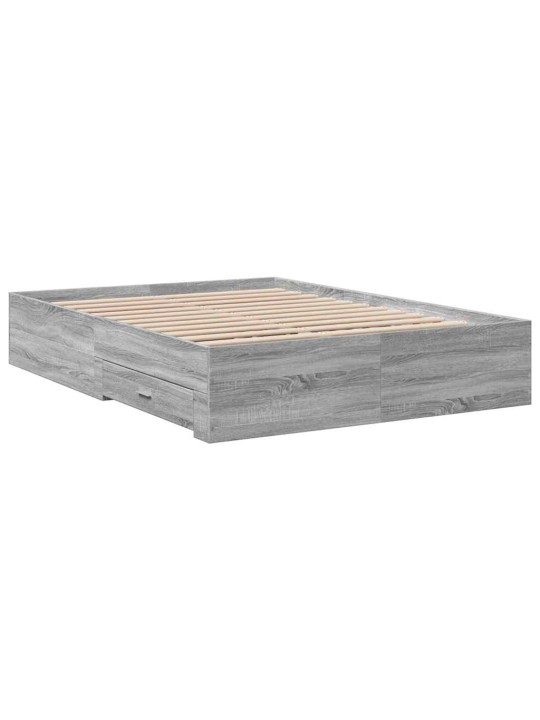 Voodiraam sahtlitega, hall sonoma tamm, 135 x 190 cm, tehispuit