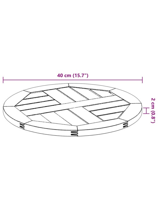 Lauaplaat, ø40x2 cm, ümmargune, akaatsiapuit