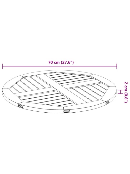 Lauaplaat, ø70x2 cm, ümmargune, akaatsiapuit