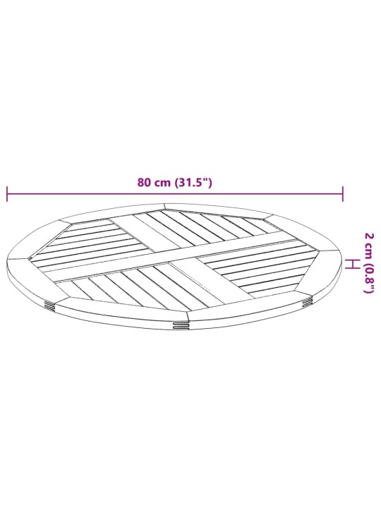 Lauaplaat, ø80x2,2 cm, ümmargune, akaatsiapuit