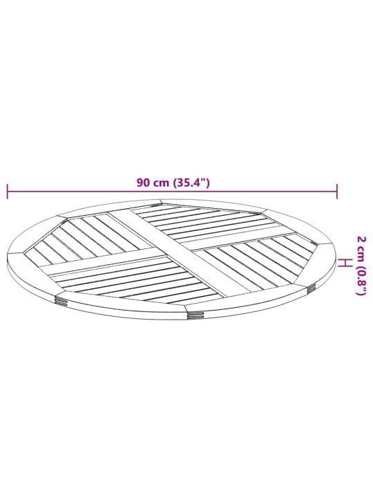 Lauaplaat, ø90x2,2 cm, ümmargune, akaatsiapuit