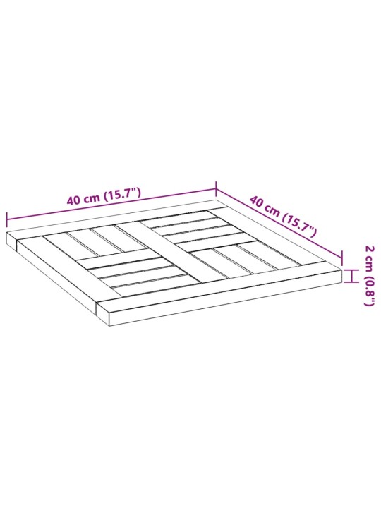 Lauaplaat, 40x40x2 cm, kandiline, akaatsiapuit