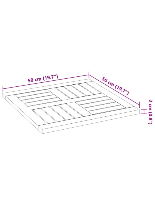 Lauaplaat, 50x50x2 cm, kandiline, akaatsiapuit