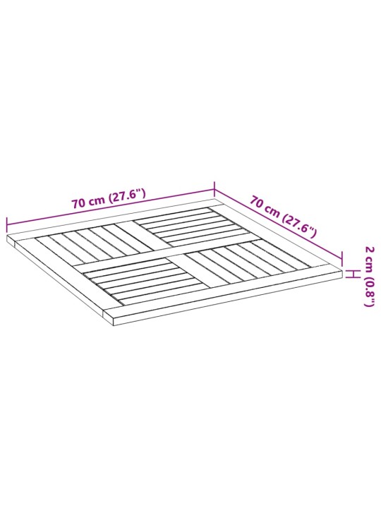 Lauaplaat, 70x70x2 cm, kandiline, akaatsiapuit