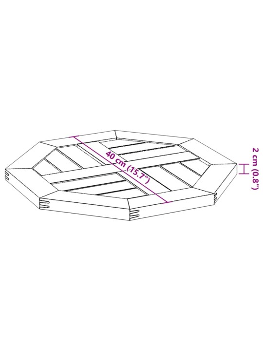 Lauaplaat, 40x40x2 cm, kaheksanurkne, akaatsiapuit