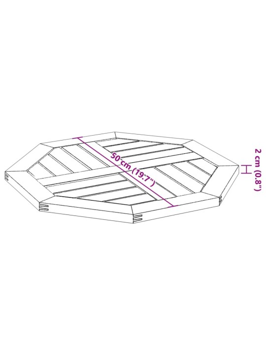 Lauaplaat, 50x50x2 cm, kaheksanurkne, akaatsiapuit