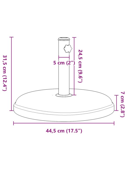 Päikesevarju alus, ø32/35/38 mm postile, 15 kg, ümmargune